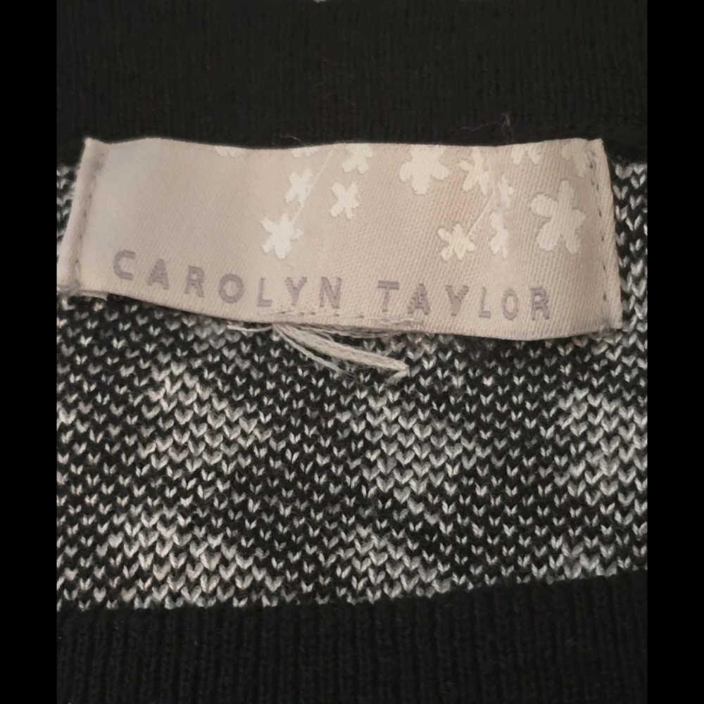 Vintage Carolyn Taylor Houndstooth Sweater Gold Button Shoulder Black White M - Picture 13 of 15